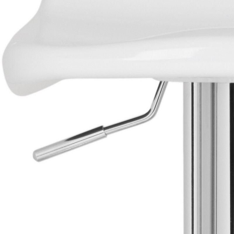 Avish Transitional Swivel Bar Stool in White with Chrome Frame