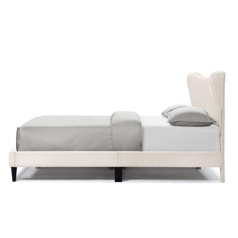 24/7 Shop At Home Queen Heartwild Modern Boucle Upholstered Wingback Platform Bed White