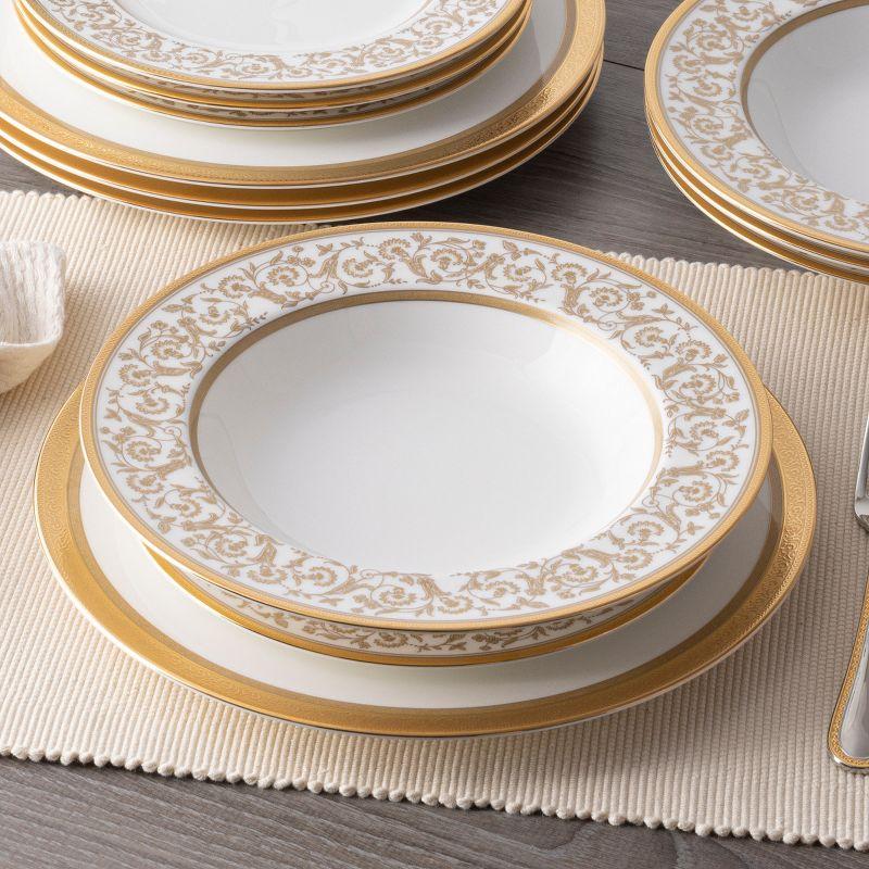 Gold Trimmed Floral Porcelain 12-Piece Dinnerware Set