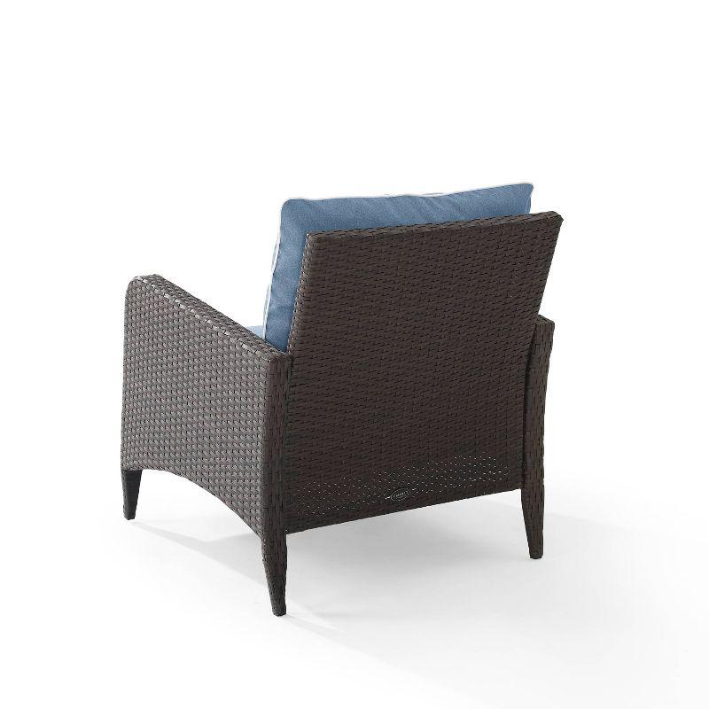 Kiawah Blue Wicker Outdoor Arm Chair with Cushions