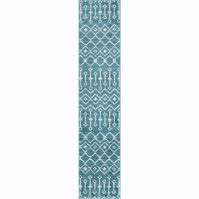 Unique Loom 2' 0 x 9' 10 Runner Moroccan Trellis Turquoise Runner Rug
