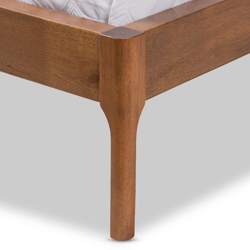 Brooklyn Mid Century Modern Walnut Wood Fabric Upholstered Platform Bed Beige - Baxton Studio