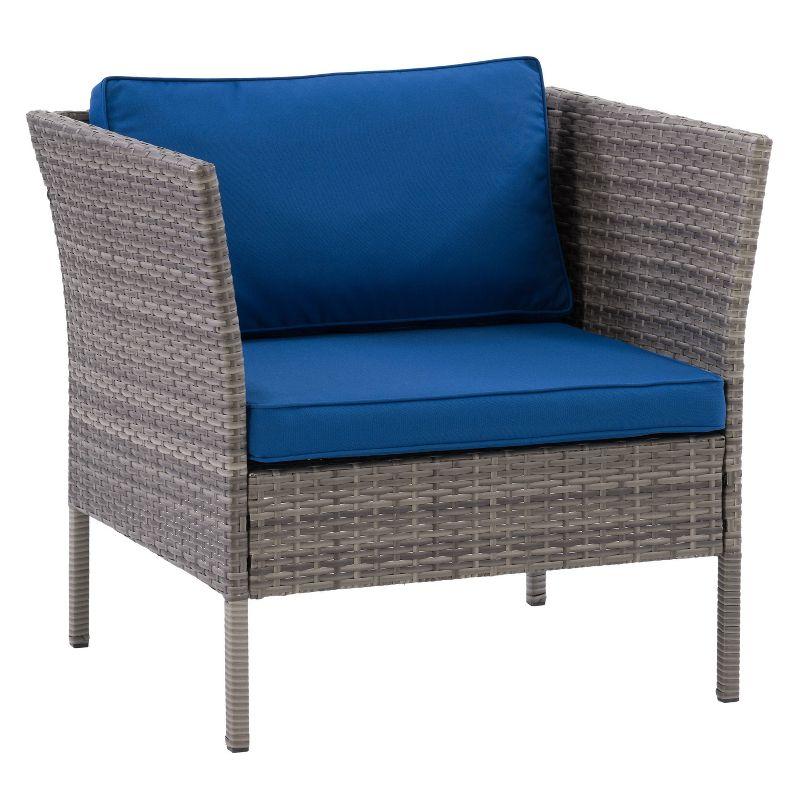 Patio Arm Chair with Cushions - Gray/Blue - CorLiving