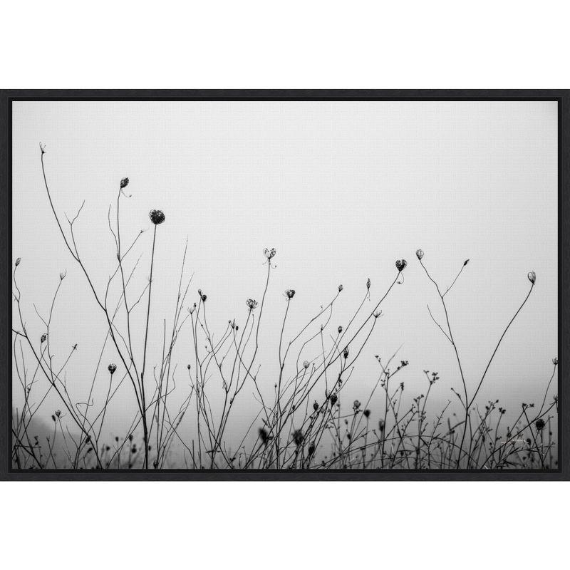 Black and White Botanical Canvas Print with Frame, 23 x 16 inches