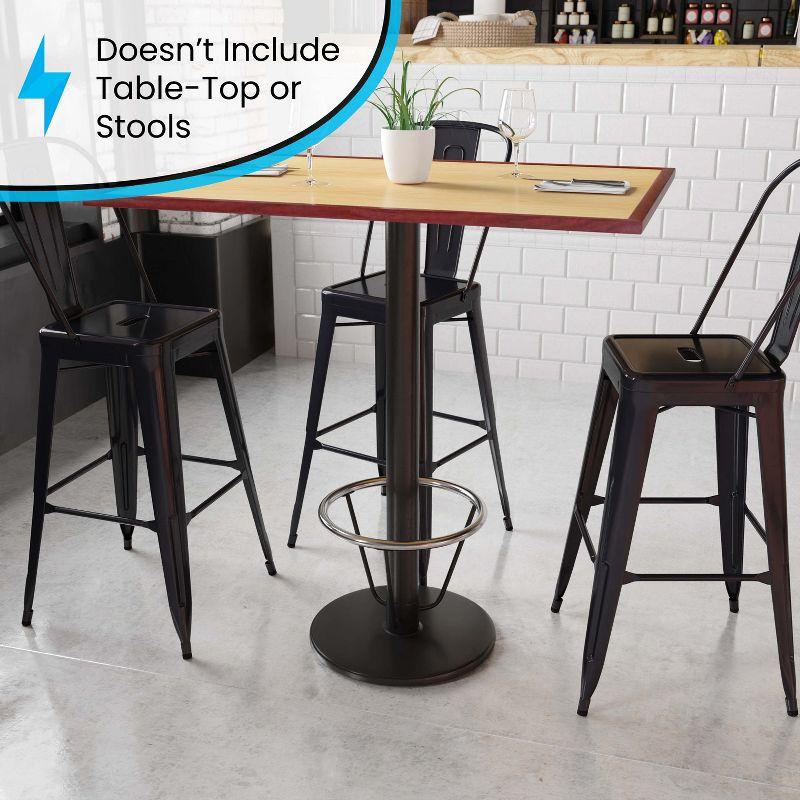 Beverly 24" Round Restaurant Table Base with 4" Dia. Bar Height Column and Foot Ring