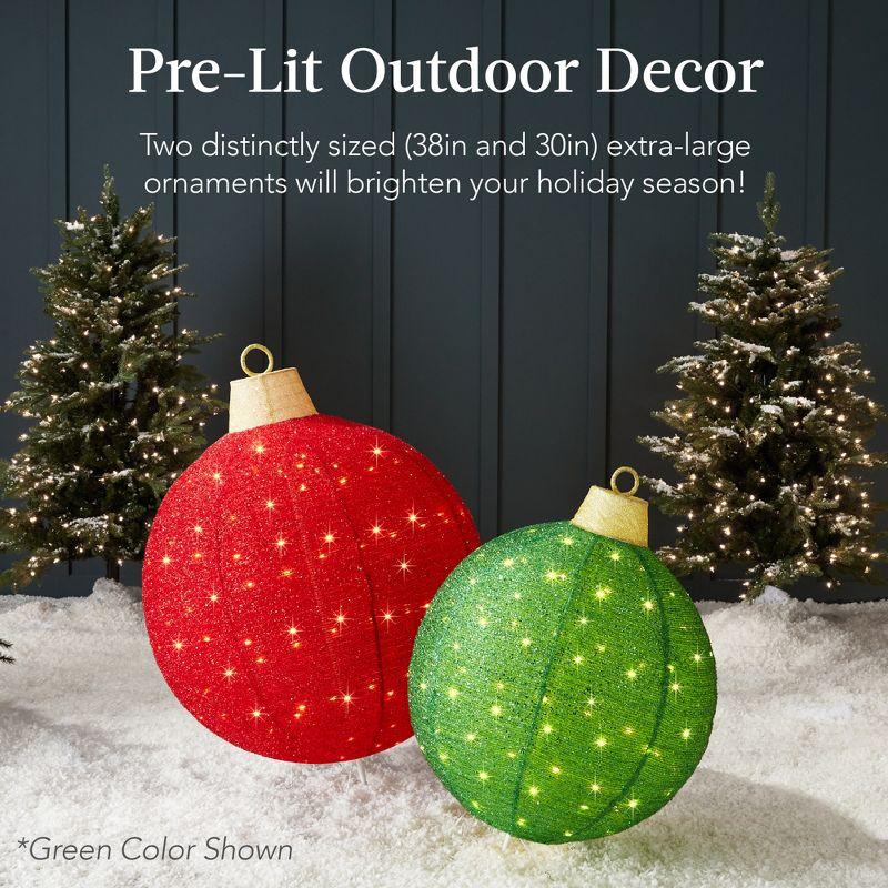 Best Choice Products 2pc Lighted Pop-Up Christmas Ornaments Outdoor Holiday Decoration w/ 180 LED Lights