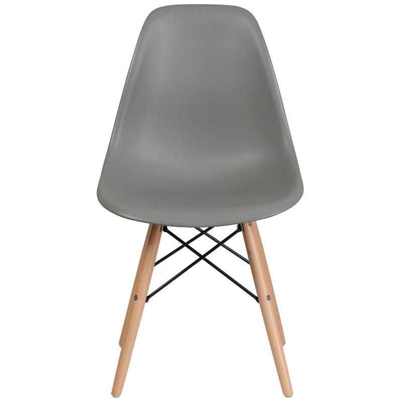 Flash Furniture Elon Series Plastic Chair with Wooden Legs for Versatile Kitchen, Dining Room, Living Room, Library or Desk Use