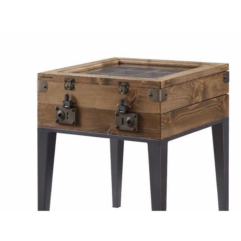 44" Rustic Oak and Matte Gray Square Storage Accent Table