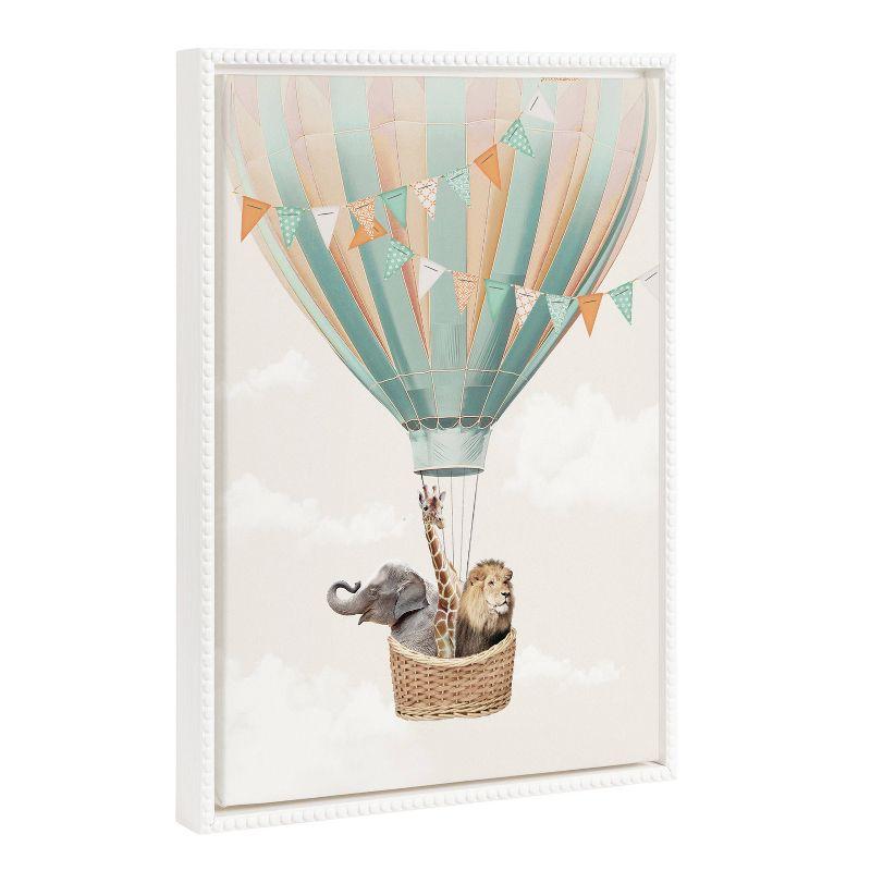 18"x24" Sylvie Beaded Hot Air Balloon Travel Framed Canvas by July Art Prints White - Kate & Laurel All Things Decor: Modern Style