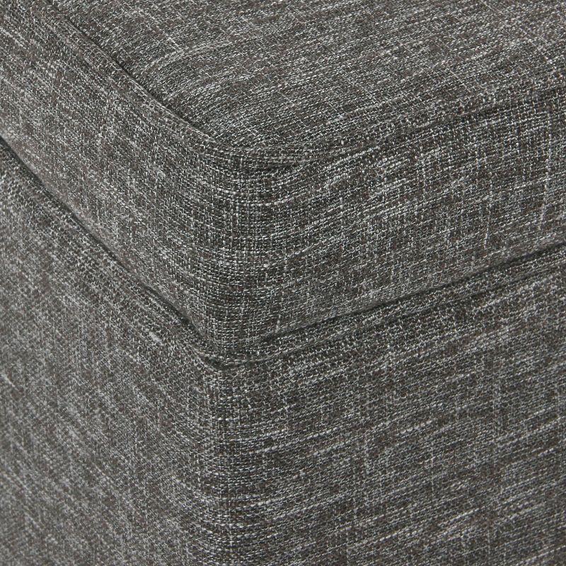 Slate Gray Heathered Tweed Medium Storage Ottoman with Walnut Legs