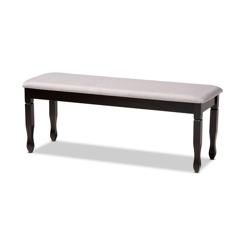 Charlton Home® Gethyn Grey Fabric Upholstered Bench With Dark Brown Finished Wood, 18.9'' H X 47.8'' W X 16.1'' D