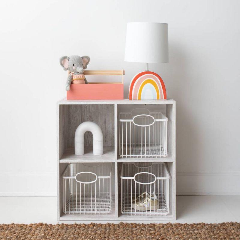 Signature Design by Ashley 23.82" Paxberry 4 Cube Organizer Whitewash: Modern Laminated Bookshelf, Storage Display