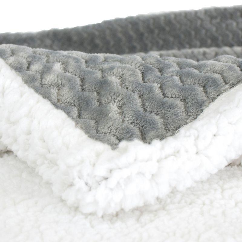 PAVILIA Soft Fleece Blanket Throw for Couch, Lightweight Plush Warm Blankets for Bed Sofa with Jacquard Pattern, Gray/Throw - 50x60