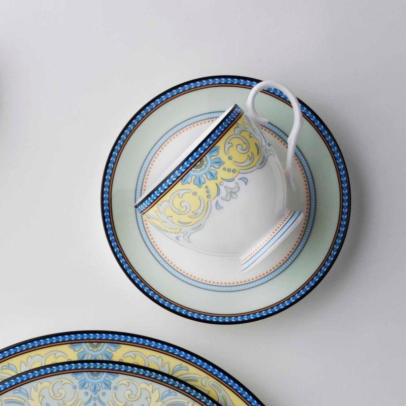 Menorca Palace Yellow and Blue Porcelain 5-Piece Place Setting