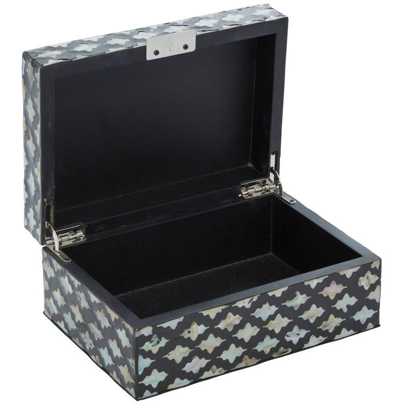 Black Mother of Pearl Inlay Decorative Wood Boxes, Set of 2