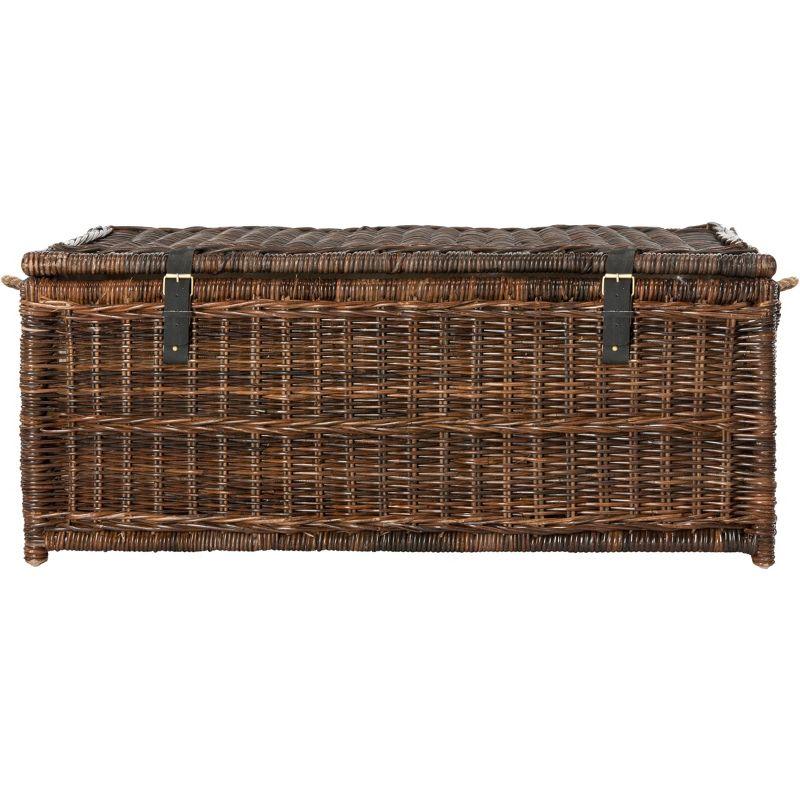 Chestnut Brown Hand-Woven Wicker Large Storage Trunk