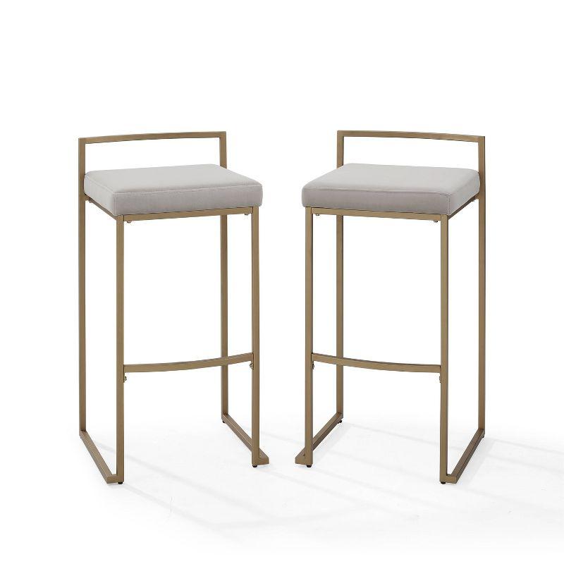 Harlowe Modern Gray Velvet & Steel Bar Stools, Set of 2