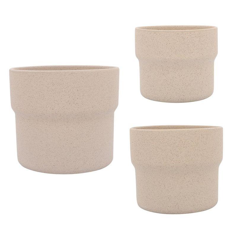 Tan Ceramic Mushroom Planters Set of Three for Indoor/Outdoor Use