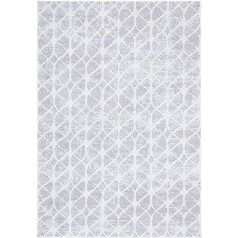 Amelia 3' x 5' Grey and Ivory Geometric Synthetic Area Rug