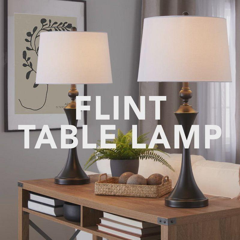 LumiSource (Set of 2) Flint 30" Contemporary Table Lamps Brushed Nickel with Taupe Textured Shade and Built-in USB Port from Grandview Gallery