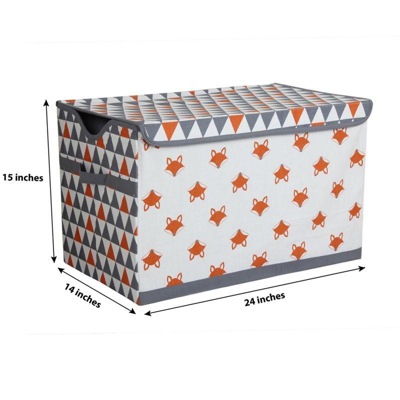 Playful Fox Orange and Gray Cotton Storage Toy Chest