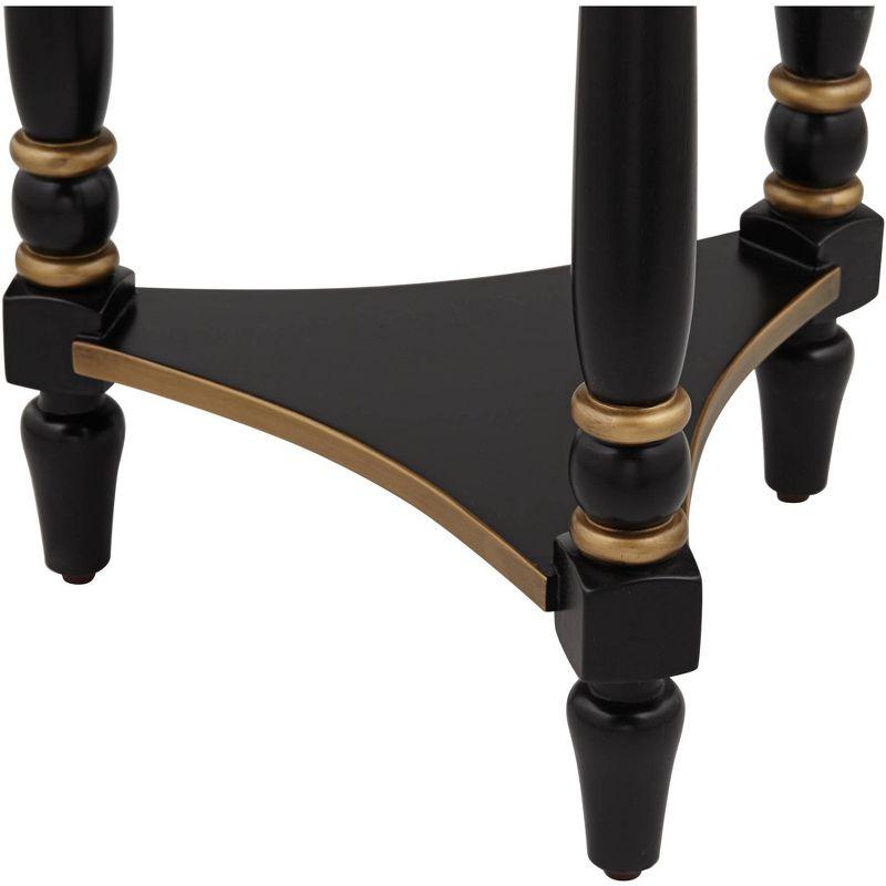 55 Downing Street Cason Vintage Wood Round Accent Side End Table 18 1/4" Wide with Shelf Black Gold Trim for Living Room Bedroom Bedside Entryway Home