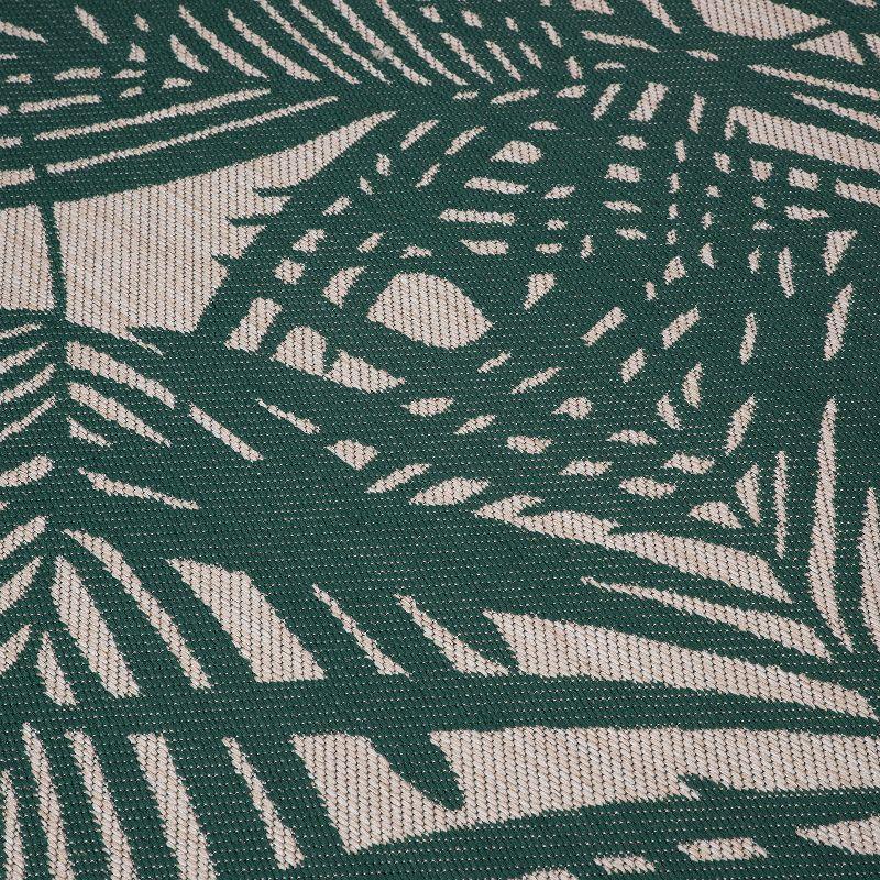 Tropical Green Palm Leaf Easy-Care Indoor/Outdoor Area Rug 5' x 7'