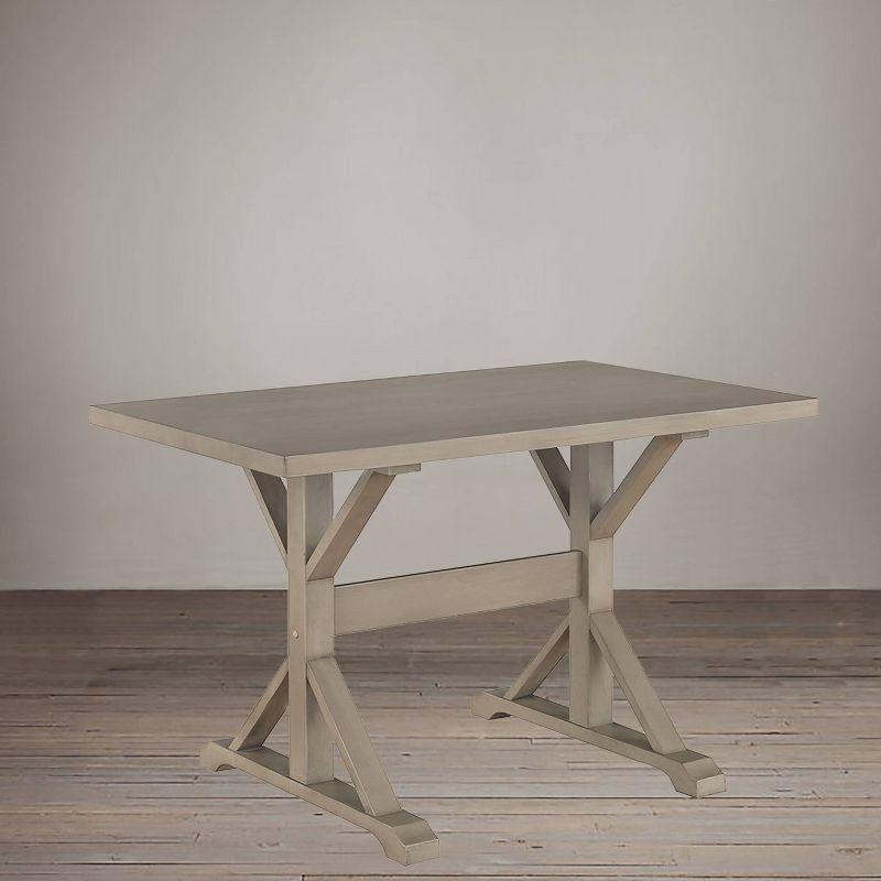 Carolina Living 48" Florence Trestle Dining Table Weathered Gray: Mid-Century Modern, MDF & Wood Veneer, Seats 4