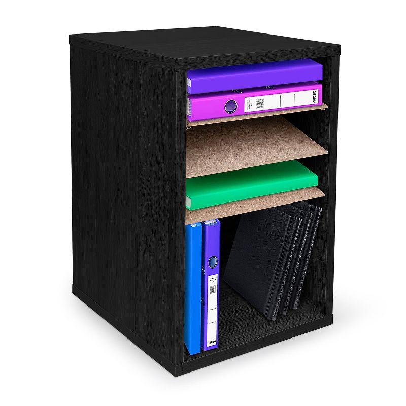 AdirOffice 500 Series 11 Compartment Wooden Literature Organizer  10.75" x 11.8" Black (500-11-BLK)