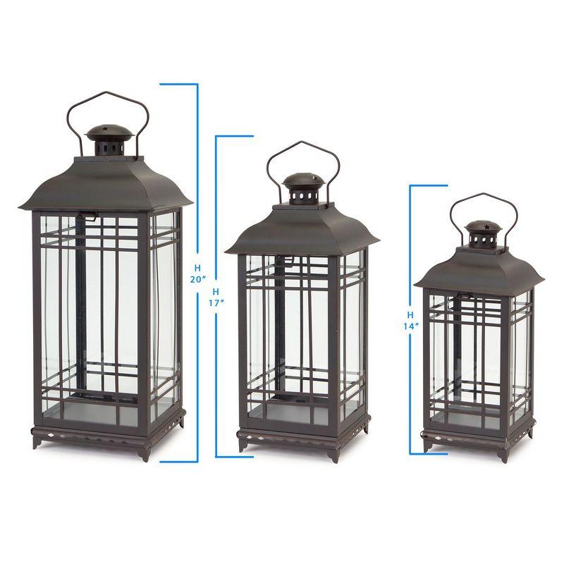 Melrose Traditional Black Metal Lantern (Set of 3)