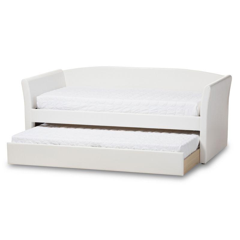 Twin Camino Modern and Contemporary Faux Leather Upholstered Daybed with Guest Trundle Bed - Baxton Studio