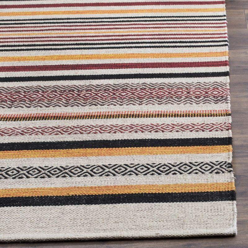 Coastal Charm Red Stripe Handwoven Cotton-Wool 8' x 10' Rug