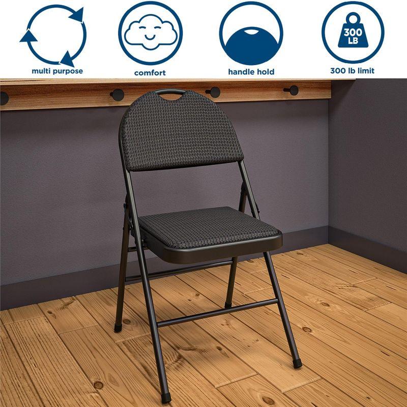 COSCO COSCO Commercial XL Comfort Fabric Padded Metal Folding Chair, Triple Braced (Set of 4)