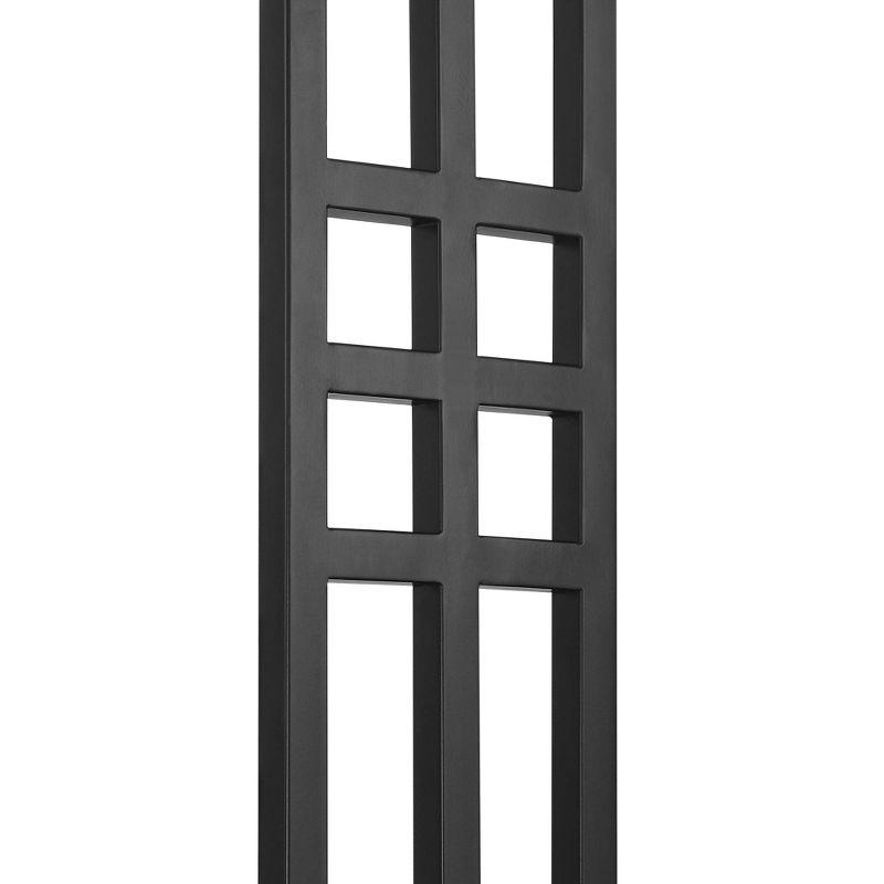 Franklin Iron Works Industrial Floor Lamp 64" Tall Matte Black 3-Light Rectangular Linen White Glass Shades for Living Room House