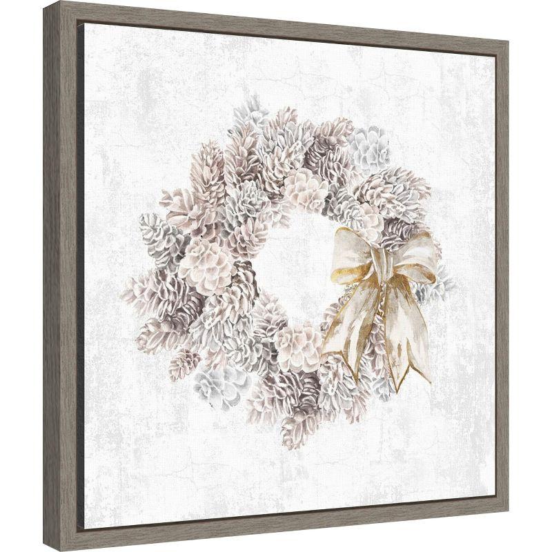 Amanti Art Pinecone Wreath by PI Studio Canvas Wall Art Print Framed 16 x 16-in.