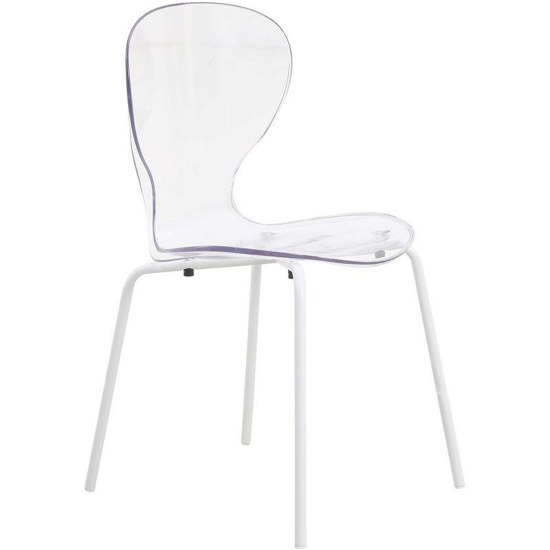 Ivy Bronx Edenfield Dining Chair with Curved Back and Waterfall Edge Seat White Powder-Coated Metal Legs