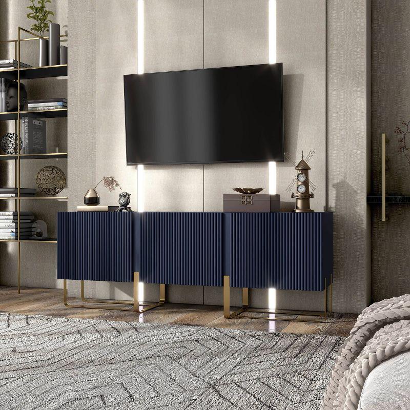 miBasics Forast Modern 3 Door Storage TV Stand for TVs up to 65" Indigo Blue