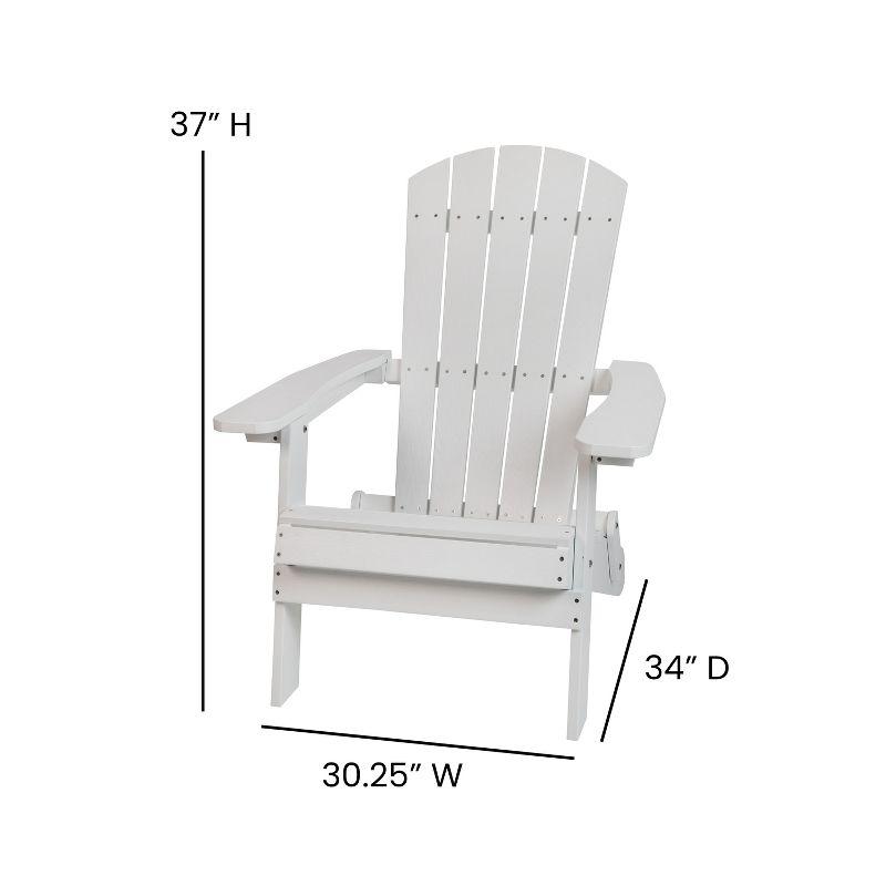 Merrick Lane Set of 2 Weather Resistant Folding Adirondack Patio Chairs With Vertical Lattice Backs and Comfort Foam Cushions