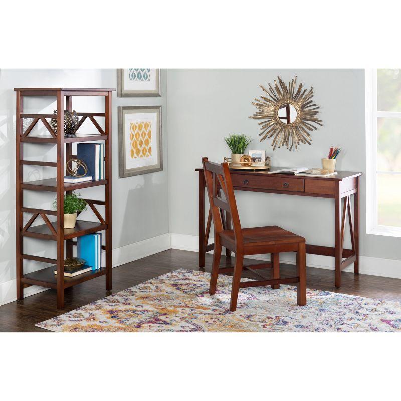 46" Titian Transitional Writing Desk Tobacco - Linon: Home Office Furniture, Pine Frame, Metal Hardware