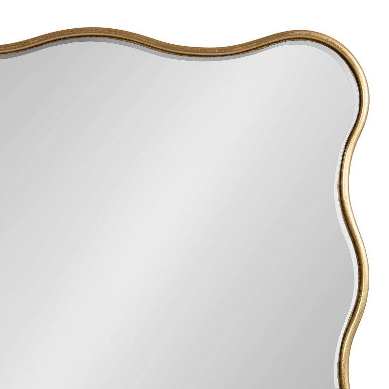 Kate & Laurel All Things Decor 24"x36" Viona Rectangle Scalloped Mirror Gold: Elegant Wavy Design, No Assembly Required