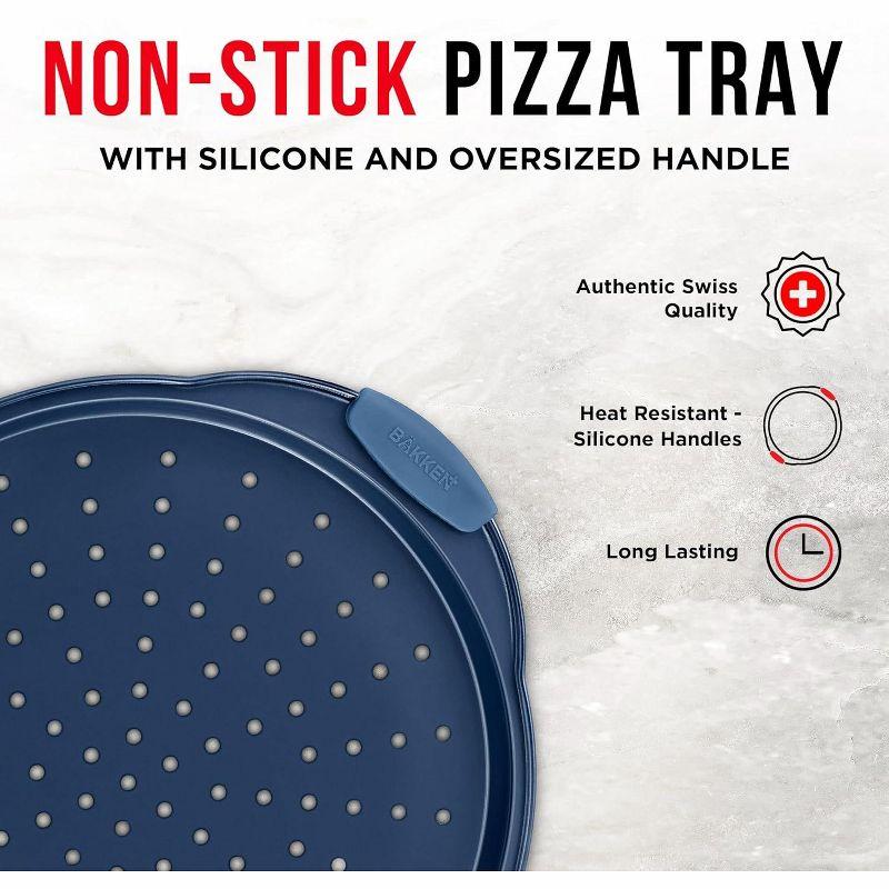 Pizza Pan with silcione Handle - Royal Blue- 2 Pack