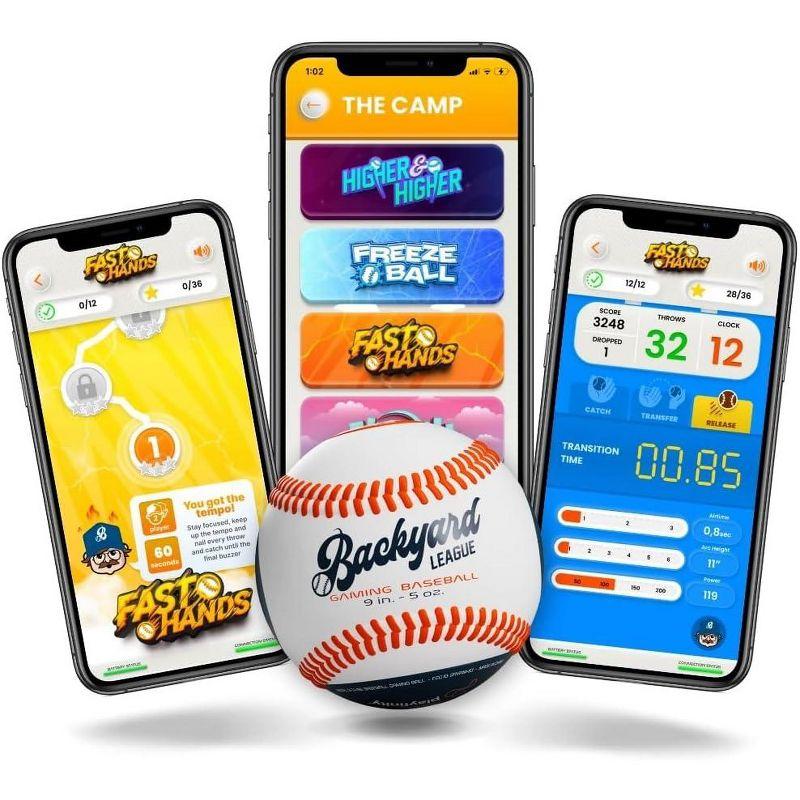 Playfinity Backyard League Gaming Baseball For Kids | Real Baseball with Sensors and App | Play, Train, Analyze and Connect with Others - White
