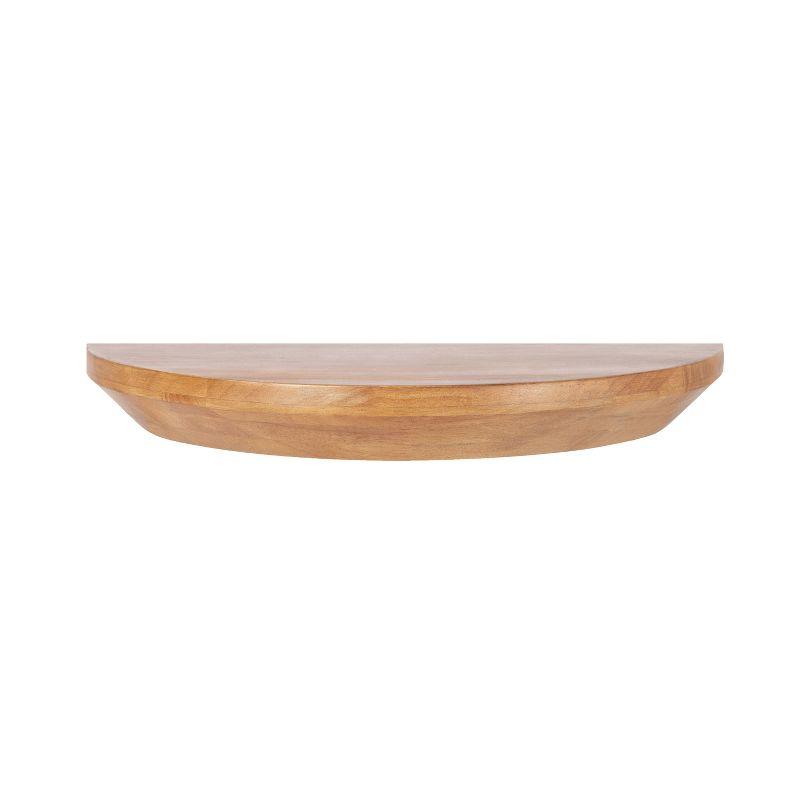 Natural Brown Half-Circle Wood Floating Wall Shelf