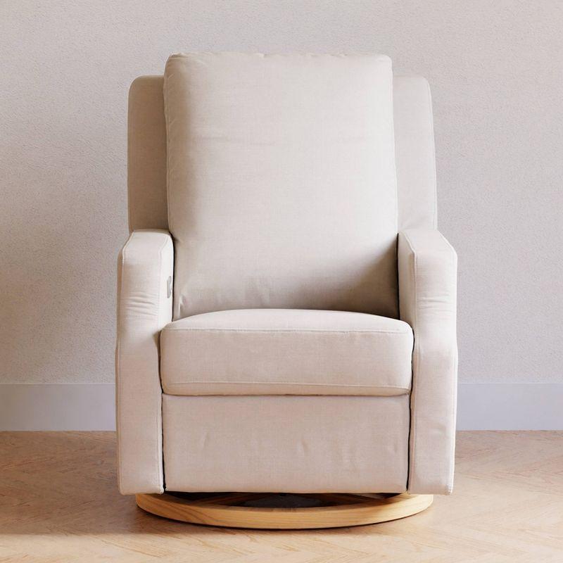 Cream Eco-Weave Recliner with Light Wood Swivel Base