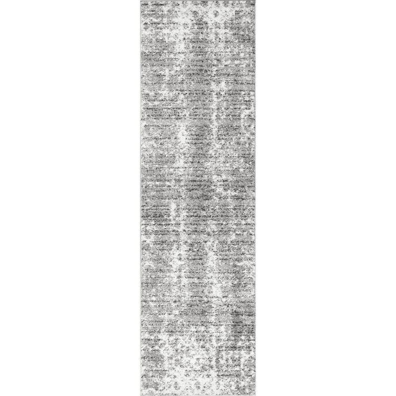 Nuloom Deedra Abstract 2x20 Runner Indoor Area Rug for Living Room Bedroom Dining Room Entryway Hallway Kitchen, Grey/Ivory