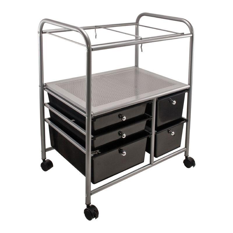 Advantus Black and Chrome Mobile File Cart with Five Drawers