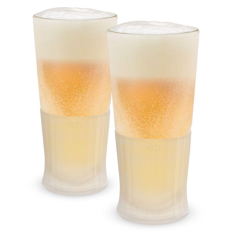 Glass Beer FREEZE Cooling Cups (Set of 2)