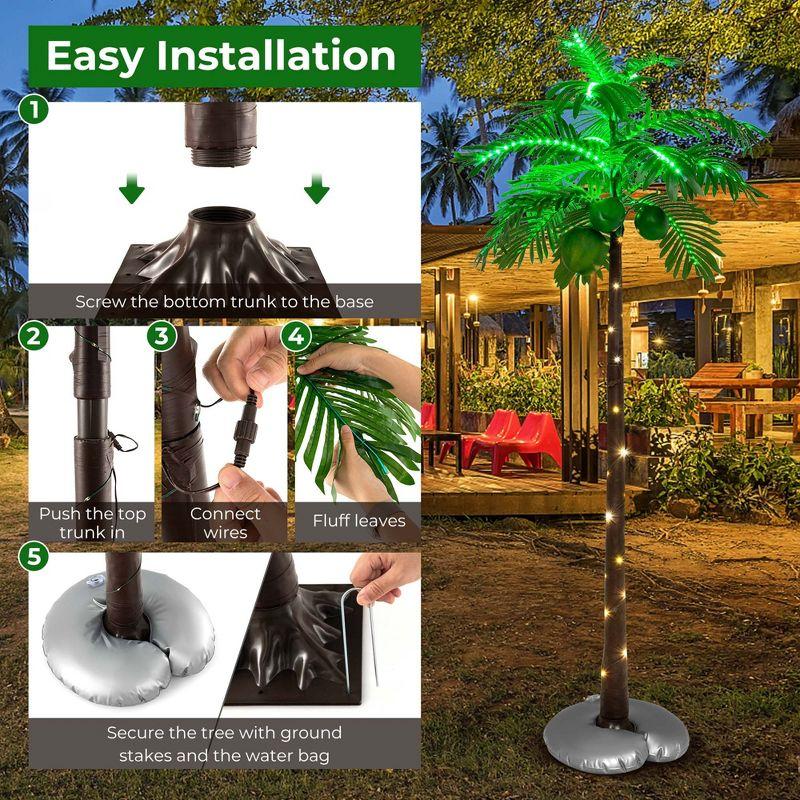 Costway 6 FT LED Lighted Artificial Palm Tree Hawaiian Style Tropical with Coconuts Beach