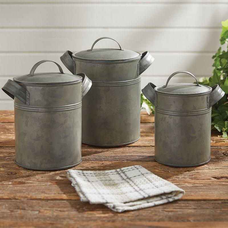 Silver Ceramic Vintage Canister Set with Handles