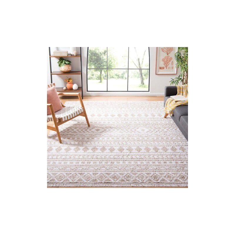 Augustine Ivory Beige Synthetic Square Area Rug, 6'4"